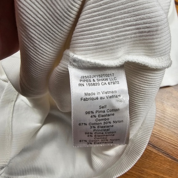 Veronica Beard Ribbed Polo Shirt Medium White Pima Cotton Luxury Minimalist Top - Picture 4 of 5